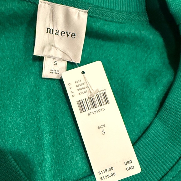 NWT Anthropologie Maeve Green/White V-Neck Twofer Knit Pullover Small - Picture 3 of 12